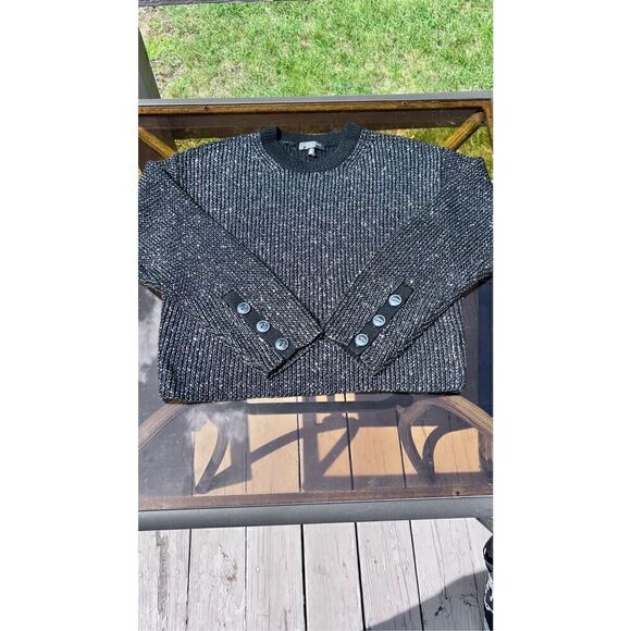 RAG & BONE BLACK AND SILVER METALLIC CROP SWEATER SIZE S - Picture 2 of 12